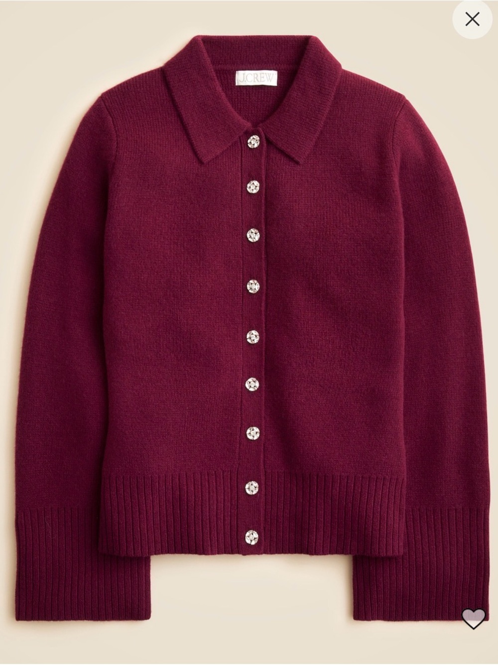 NWT - J. Crew Milano-stitch cinched-waist cardigan with embellished buttons